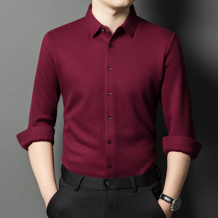 Men's Elegant Long Sleeve Shirt with Fine Structural Design Lisslune