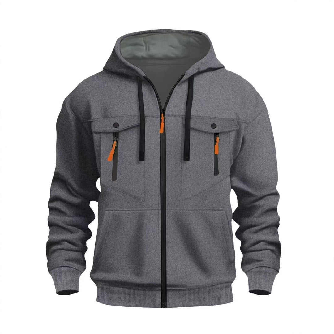 Men's Sporty Hooded Jacket with Practical Zip Pockets Lisslune