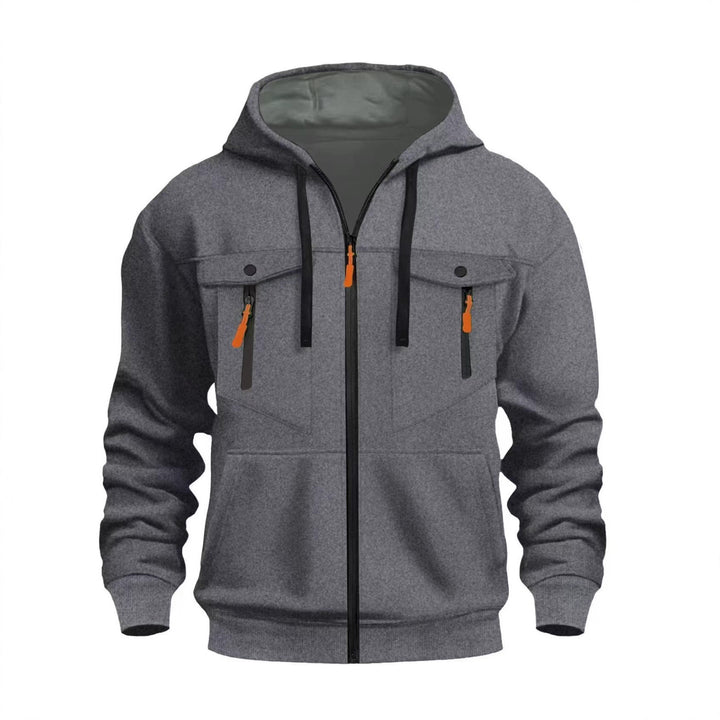 Men's Sporty Hooded Jacket with Practical Zip Pockets Lisslune