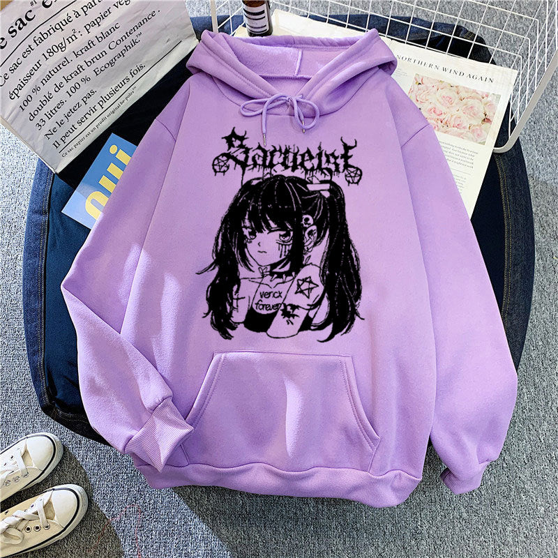 Women's hooded sweatshirt with unique artistic graphic design Lisslune