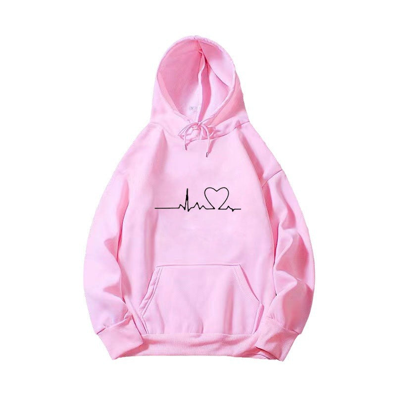 Women's hoodie with heart beat motif Lisslune