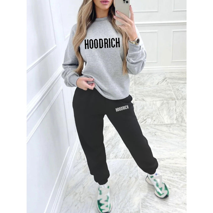 Women's casual set of sweater and joggers with sporty lettering Lisslune