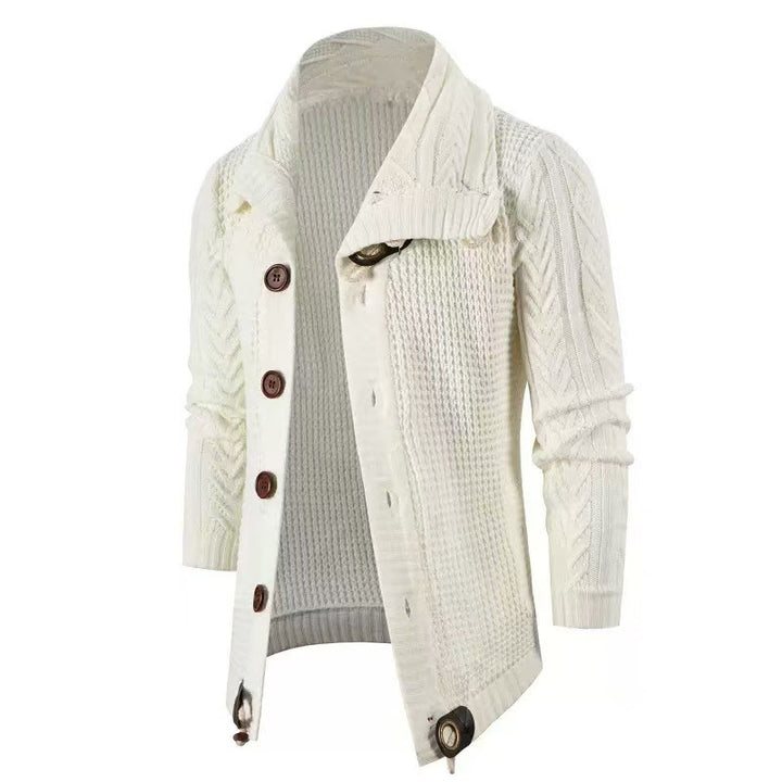 Men's cardigan with shawl collar and wooden buttons Lisslune