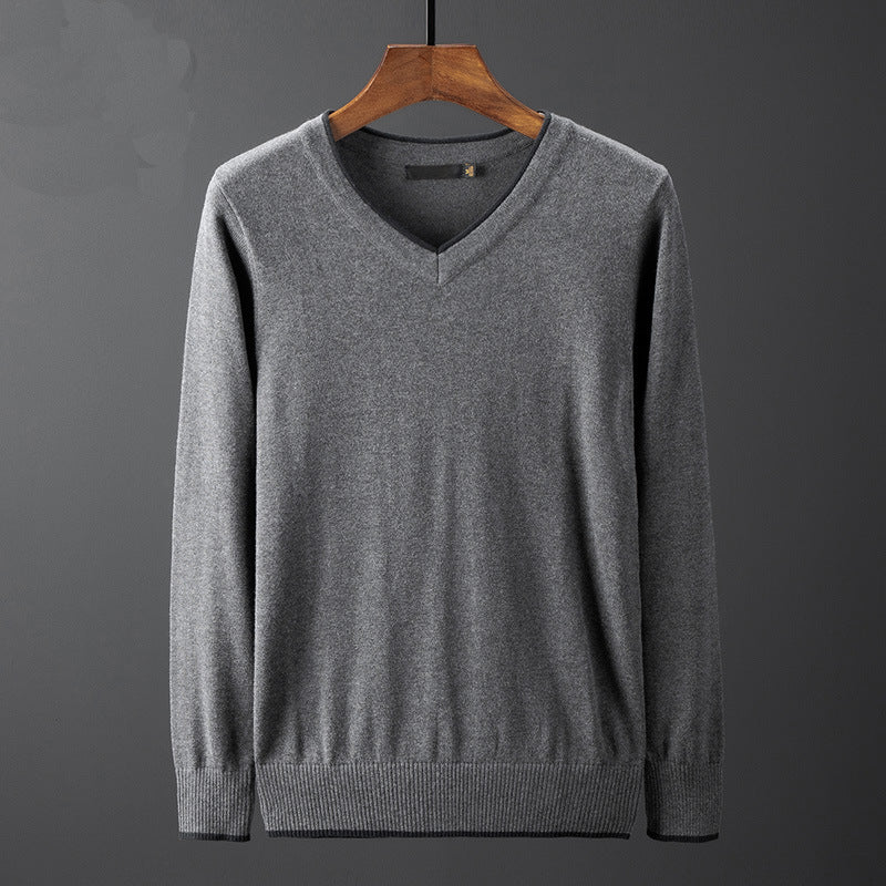 Men's V-neck Sweater with Contrasting Collar Lisslune