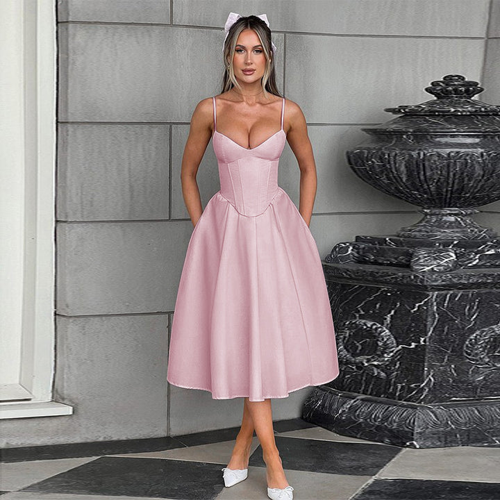 Women's Elegant Maxi Dress with Fitted Bodice and Flowing Skirt Lune London