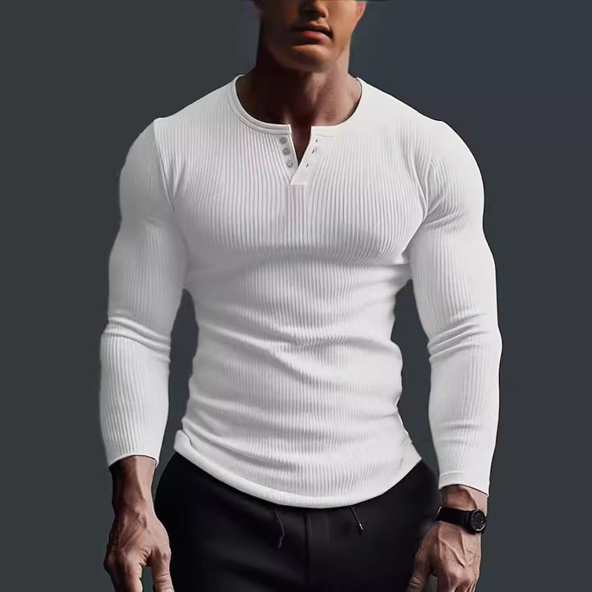 Men's long sleeve shirt with textured ribbed pattern Lisslune
