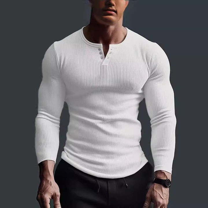Men's long sleeve shirt with textured ribbed pattern Lisslune