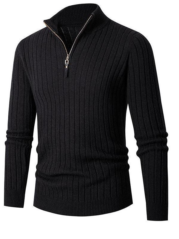 Men's pullover with stand-up collar and textured rib design Lisslune