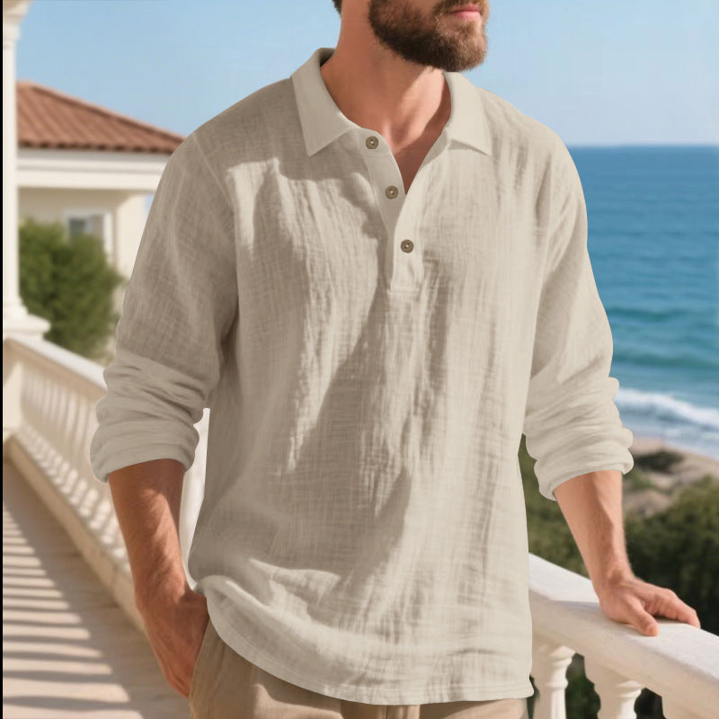 Men's Long Sleeve Polo Shirt made of breathable waffle fabric Lisslune