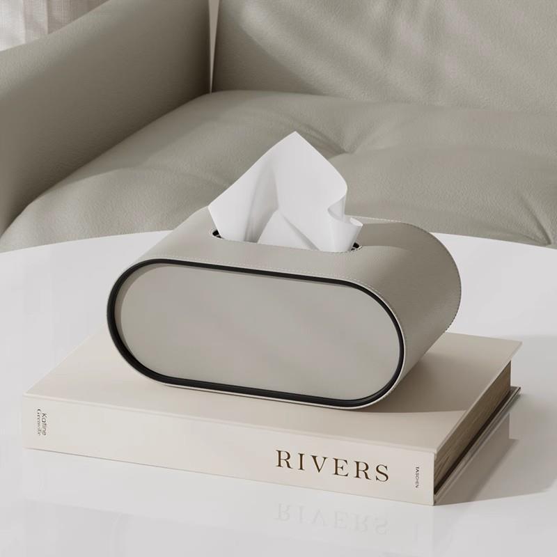 Lisslune | TissuLuxe Oval – Leather Tissue Box Cover for Living Room, Car & Office