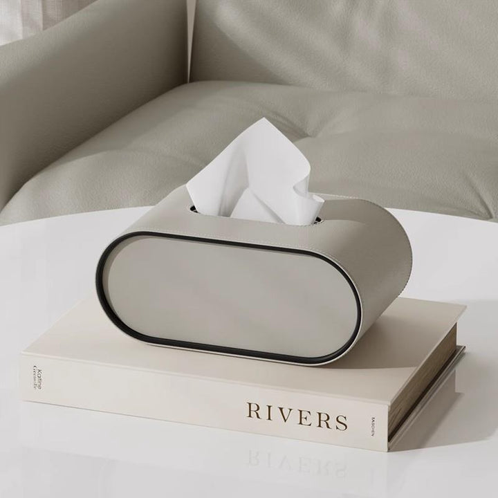 Lisslune | TissuLuxe Oval – Leather Tissue Box Cover for Living Room, Car & Office