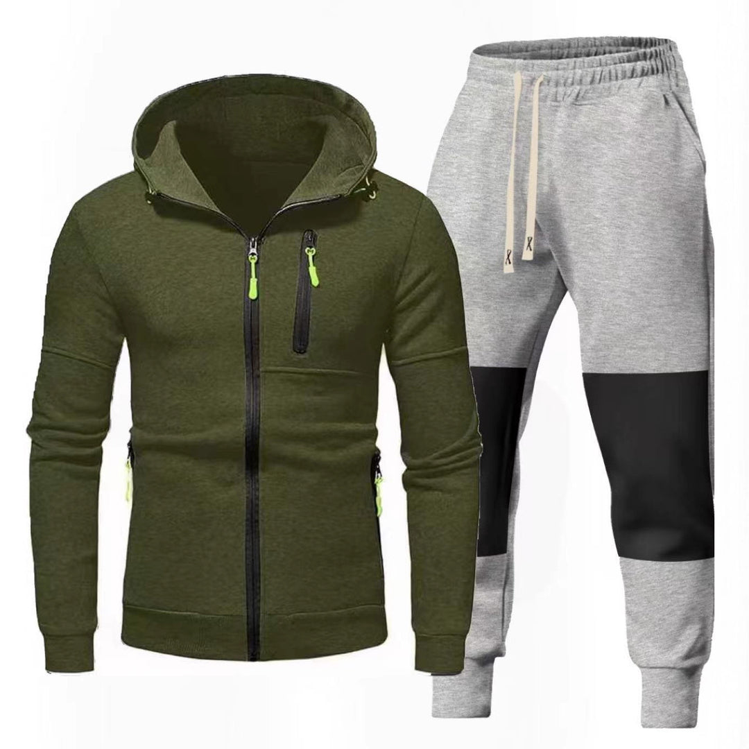 Men's Sports Hoodie and Jogging Pants Set with Functional Zipper Pockets Lisslune