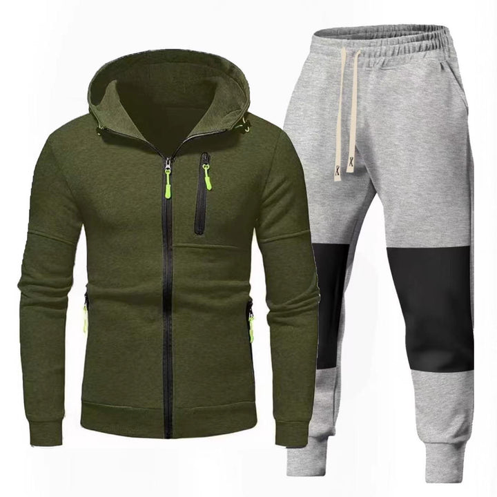 Men's Sports Hoodie and Jogging Pants Set with Functional Zipper Pockets Lisslune