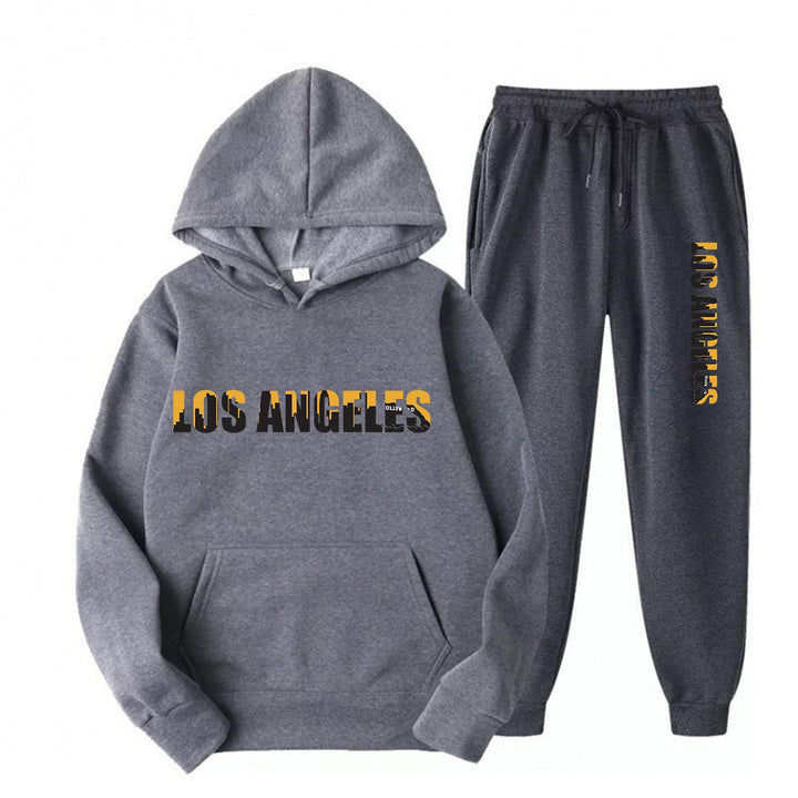 Women's leisure hoodie and jogging pants set with casual Los Angeles lettering Lisslune