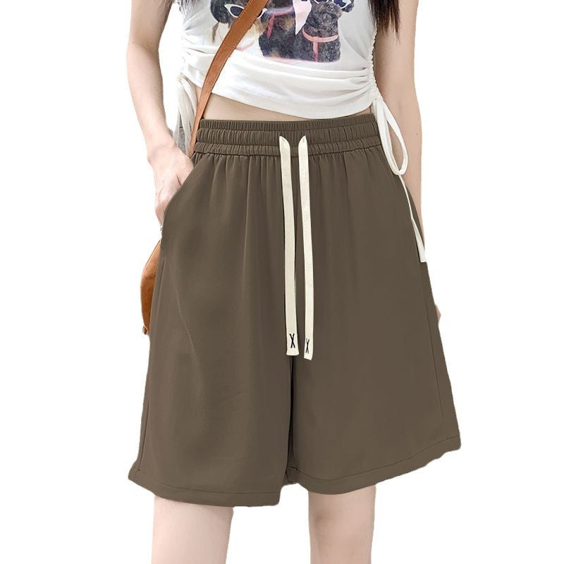 Women comfortable sports shorts with elastic waistband and decorative drawstring Lisslune