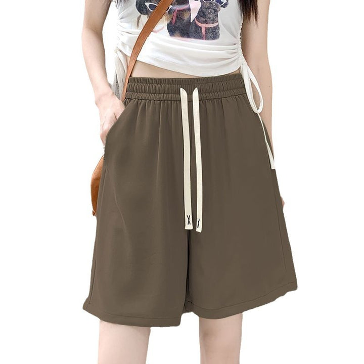 Women comfortable sports shorts with elastic waistband and decorative drawstring Lisslune