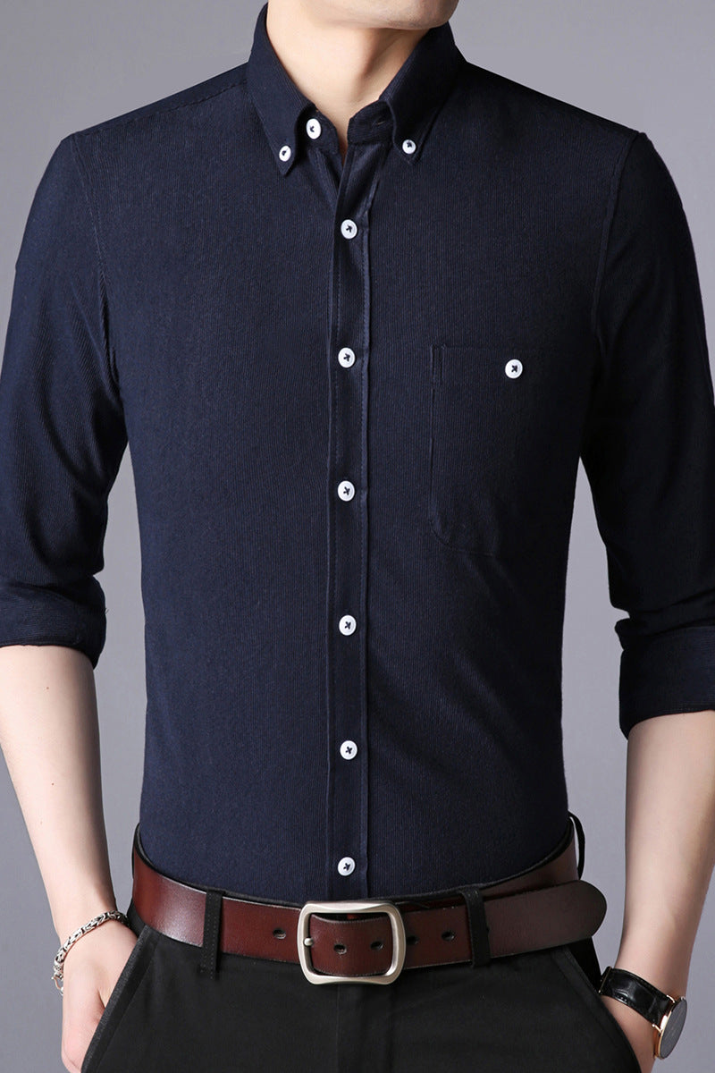 Men's long sleeve shirt with classic button-down collar Lisslune