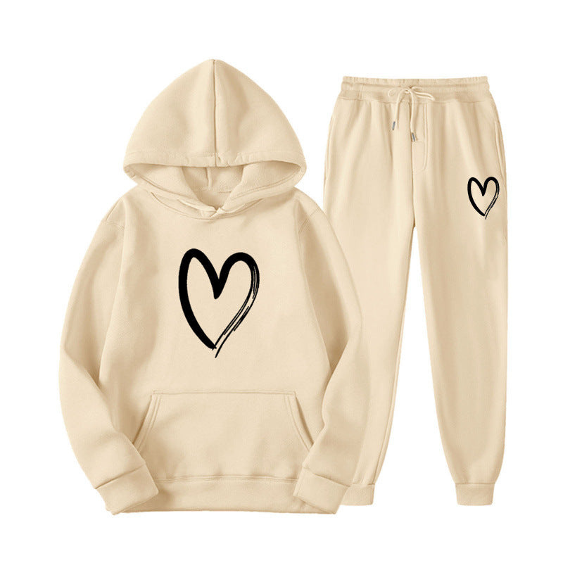 Women's sweatsuit with kangaroo pocket and heart-shaped print Lisslune