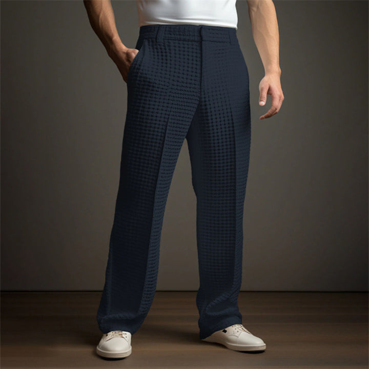 Men's elegant checked trousers with elastic waistband and side pockets Lisslune