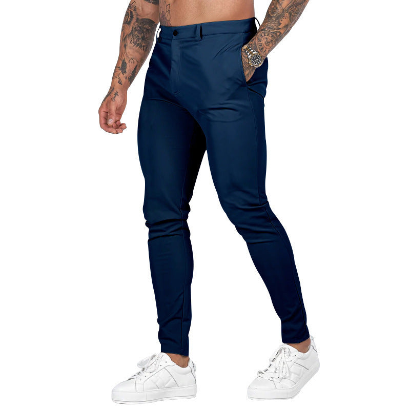 Men's modern Slim-Fit chinos with elastic waistband Lisslune