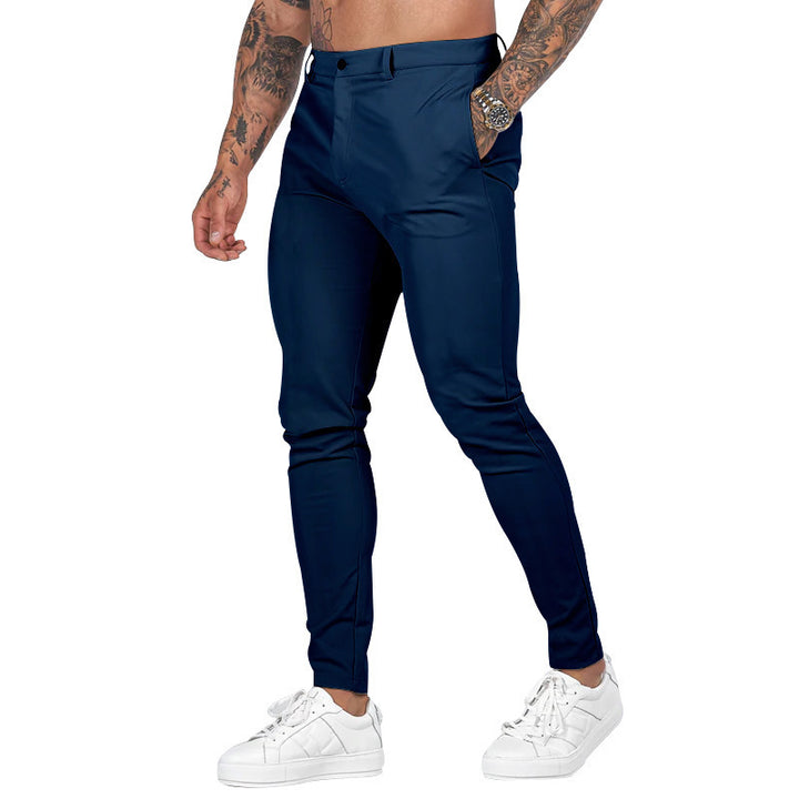 Men's modern Slim-Fit chinos with elastic waistband Lisslune