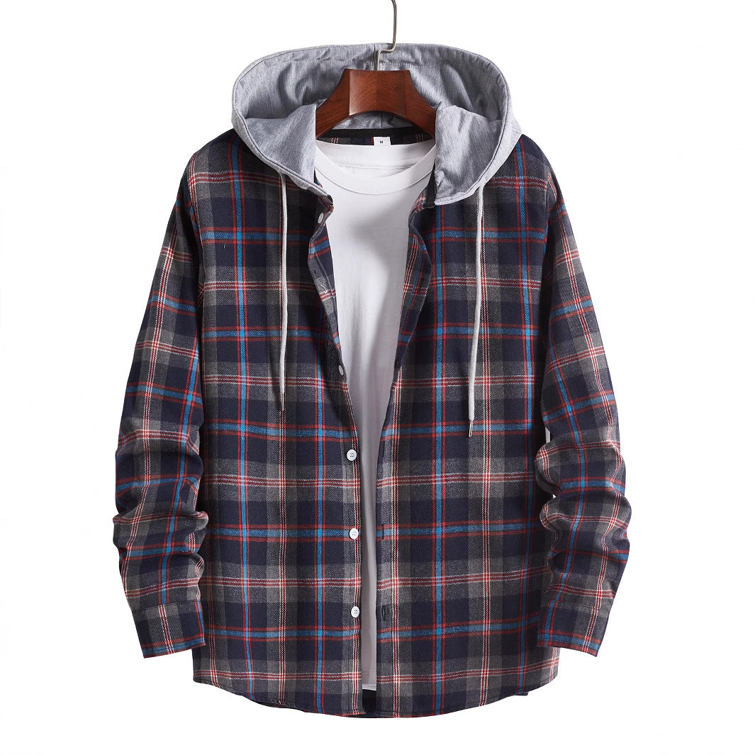 Men's flannel shirt with detachable hood Lisslune