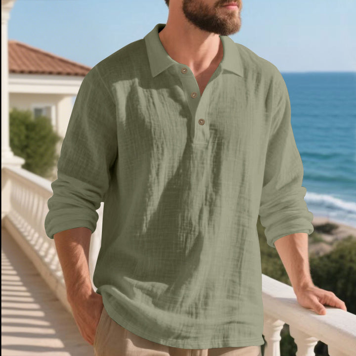Men's Long Sleeve Polo Shirt made of breathable waffle fabric Lisslune