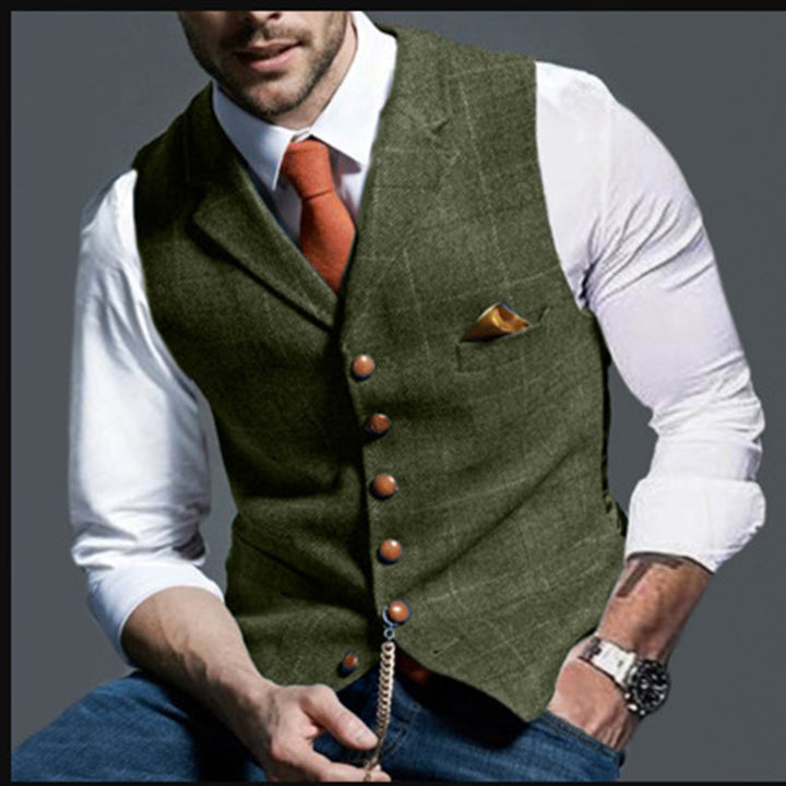Men's stylish vest with noble wooden buttons Lisslune