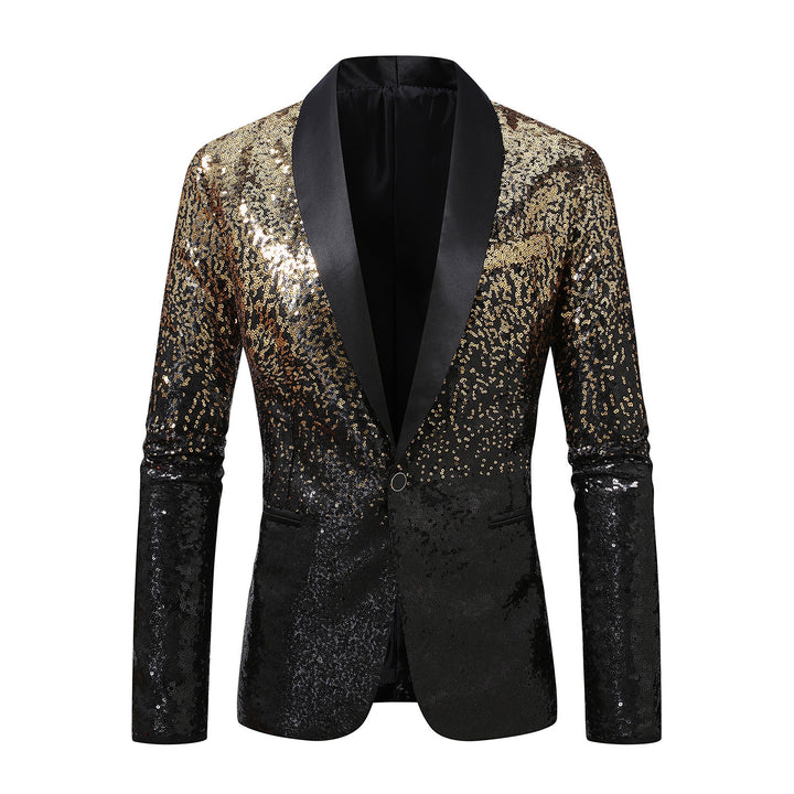 Men's Glamorous Sequin Blazer with Satin Lapels and Modern Cut Lisslune