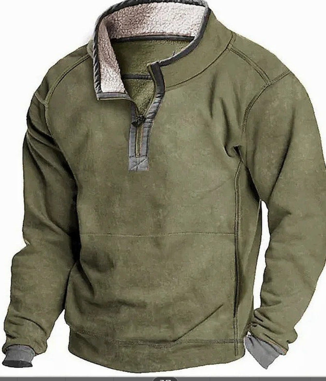 Men's fleece sweater with high collar and practical zipper Lisslune