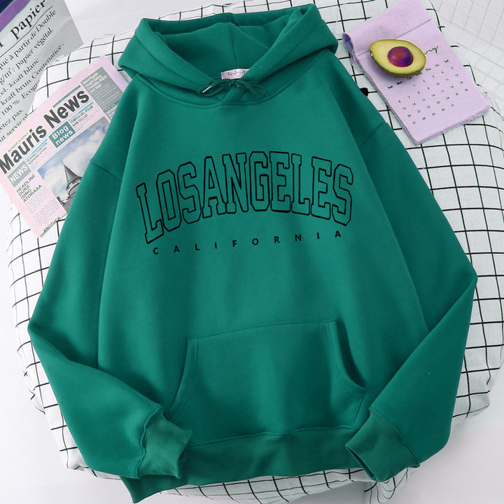 Women's hoodie with modern Los Angeles print and loose fit Lisslune