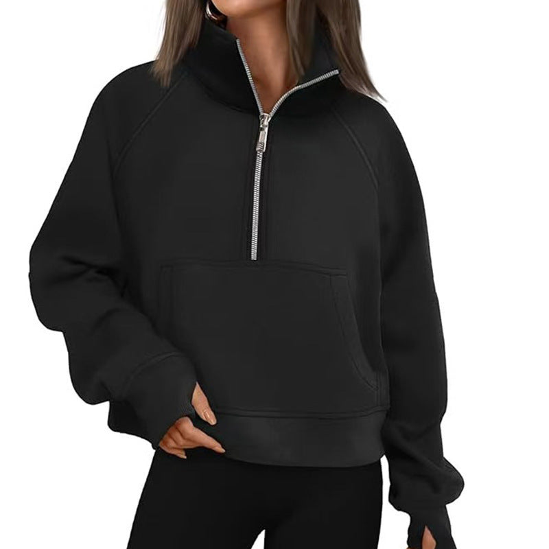 Women's Sporty Hoodie with High Collar Lisslune
