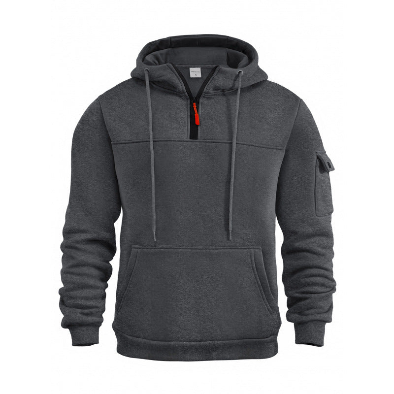 Men's Functional Hoodie with Half Zipper and Side Pockets Lisslune