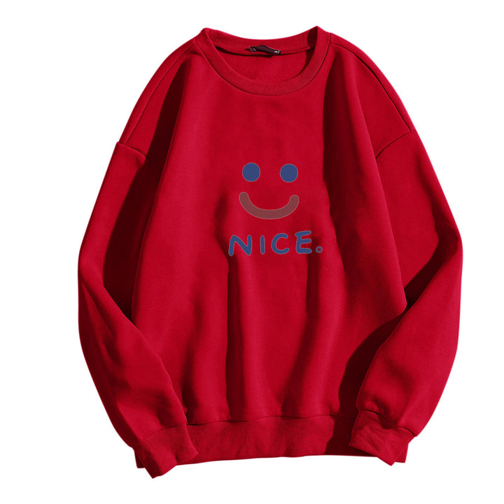 Women casual sweatshirt with cheerful smile motif Lisslune