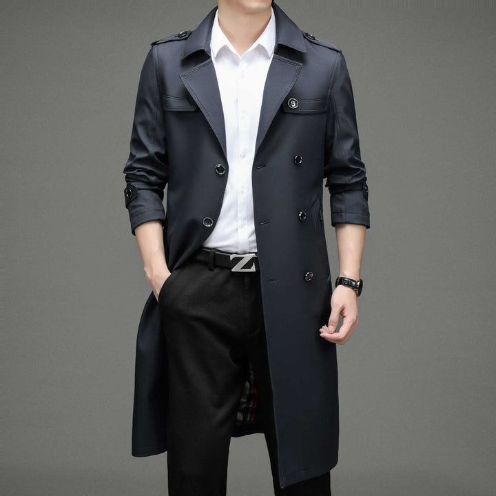 Men's Elegant Trench Coat with Fashionable Cut and Practical Pockets Lisslune