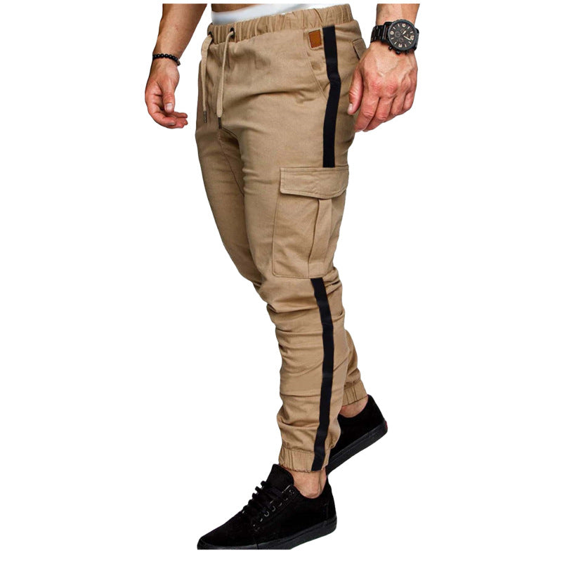 Men's cargo pants with elastic waistband and versatile side pockets Lisslune