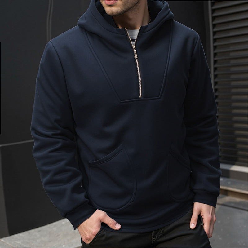 Men's sporty hoodie with high collar and practical zippers Lisslune