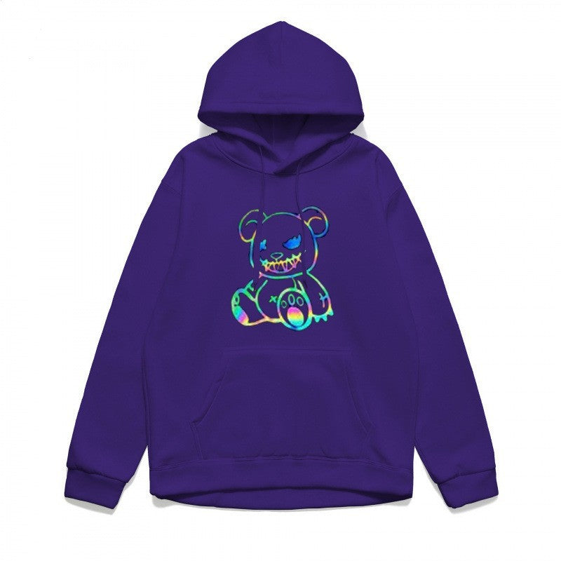 Ladies hoodie sweatshirt with cool bear motif and comfortable fit Lisslune