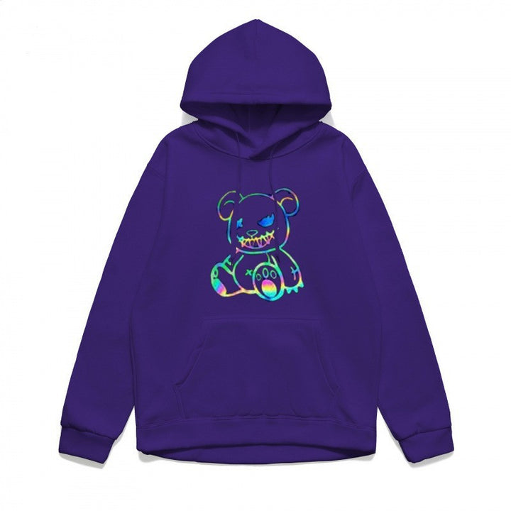 Ladies hoodie sweatshirt with cool bear motif and comfortable fit Lisslune