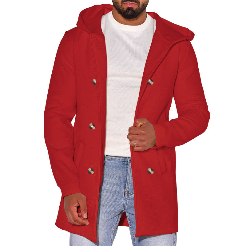 Men's fashionable coat with removable hood and double button placket Lisslune