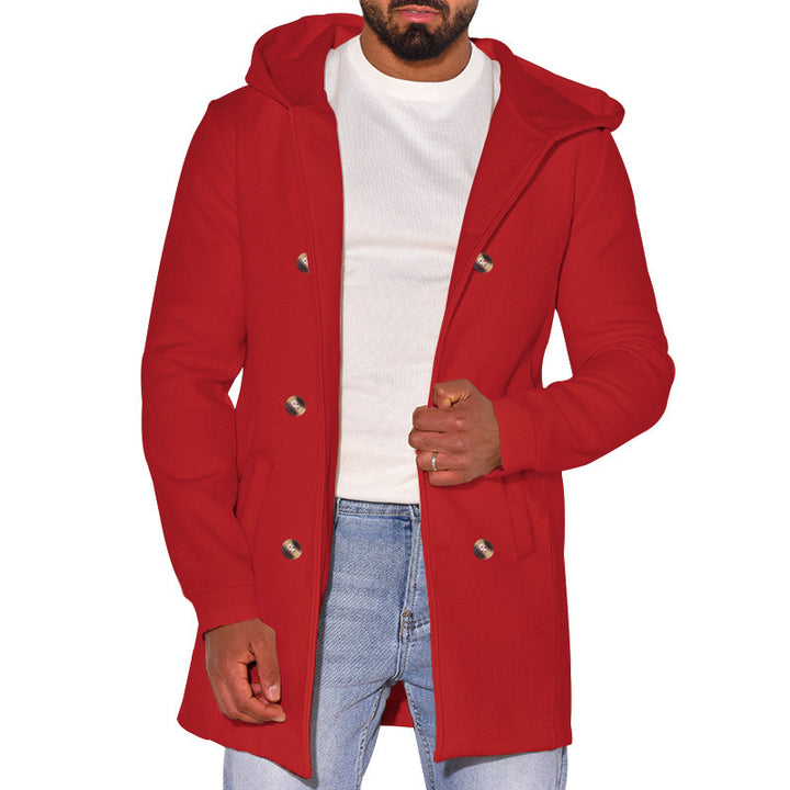 Men's fashionable coat with removable hood and double button placket Lisslune