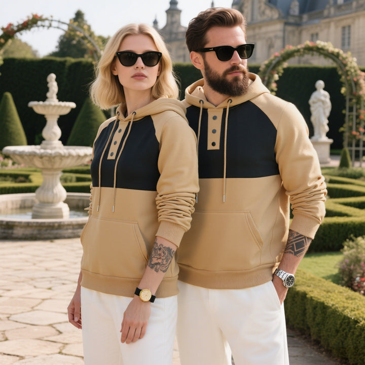 Men's hoodie with button placket and sporty design Lisslune