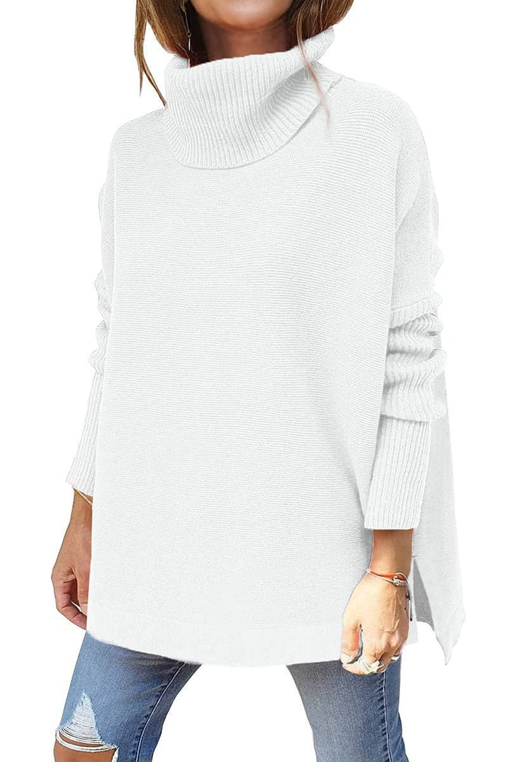 Damen Oversize Rollkragenpullover mit Strukturiertem Strickdesign Lisslune