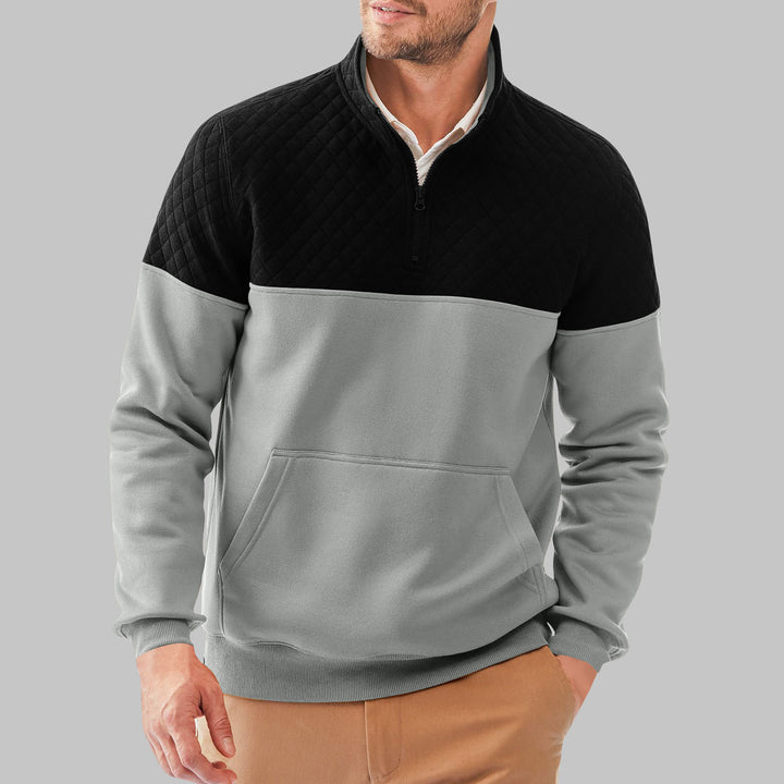 Men's sporty pullover with stand-up collar and pockets Lisslune