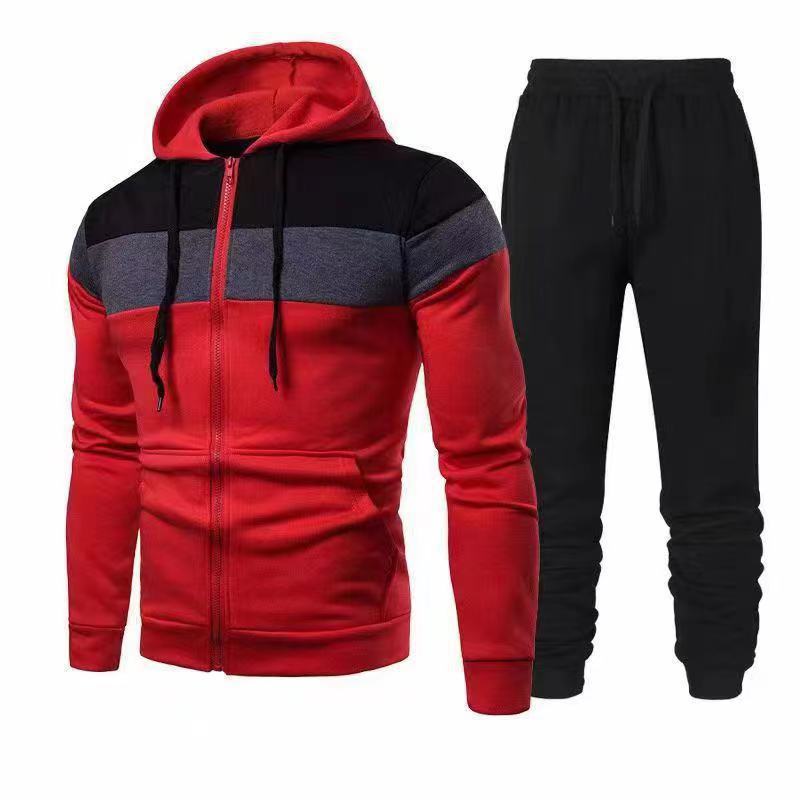 Men's Sporty Hoodie Set with Functional Zipper and Elastic Waistband Lisslune