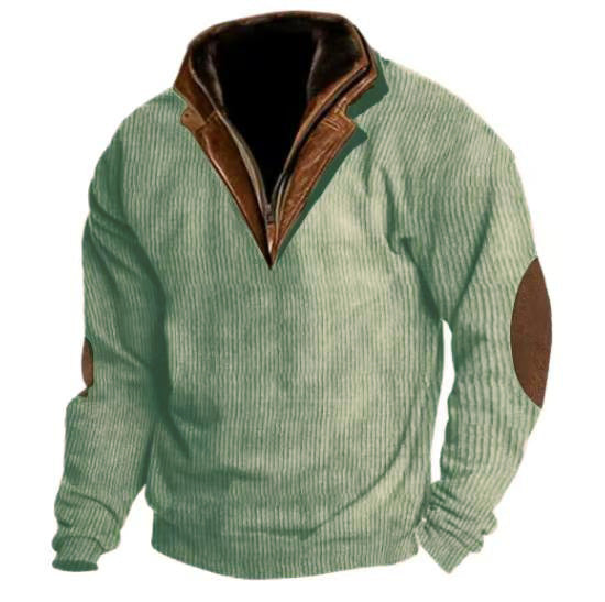 Men's knitted pullover with leather details and high collar Lisslune