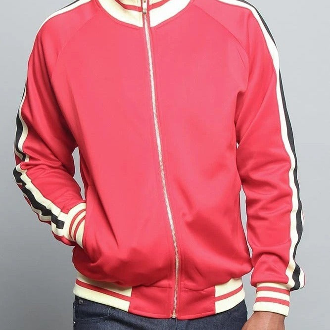 Men's sporty sweat jacket with contrasting color accents and high-quality zipper Lisslune