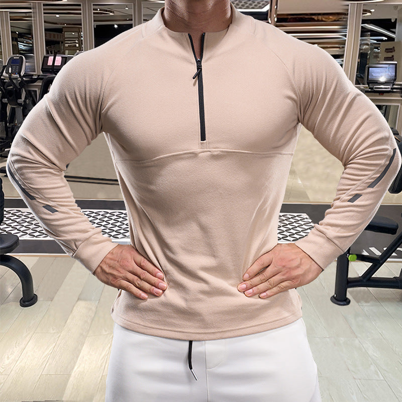 Men's Sporty Long Sleeve Shirt with Half Zipper Lisslune