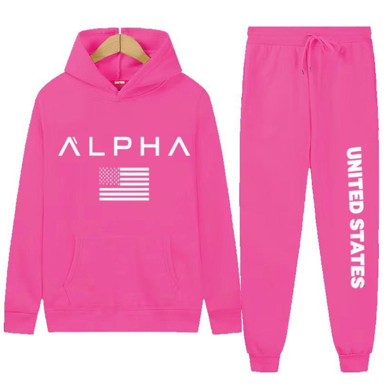 Women's hoodie and jogging pants set with creative front print and sporty cut Lisslune