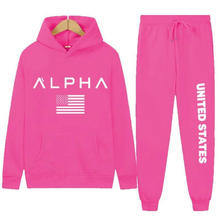 Women's hoodie and jogging pants set with creative front print and sporty cut Lisslune